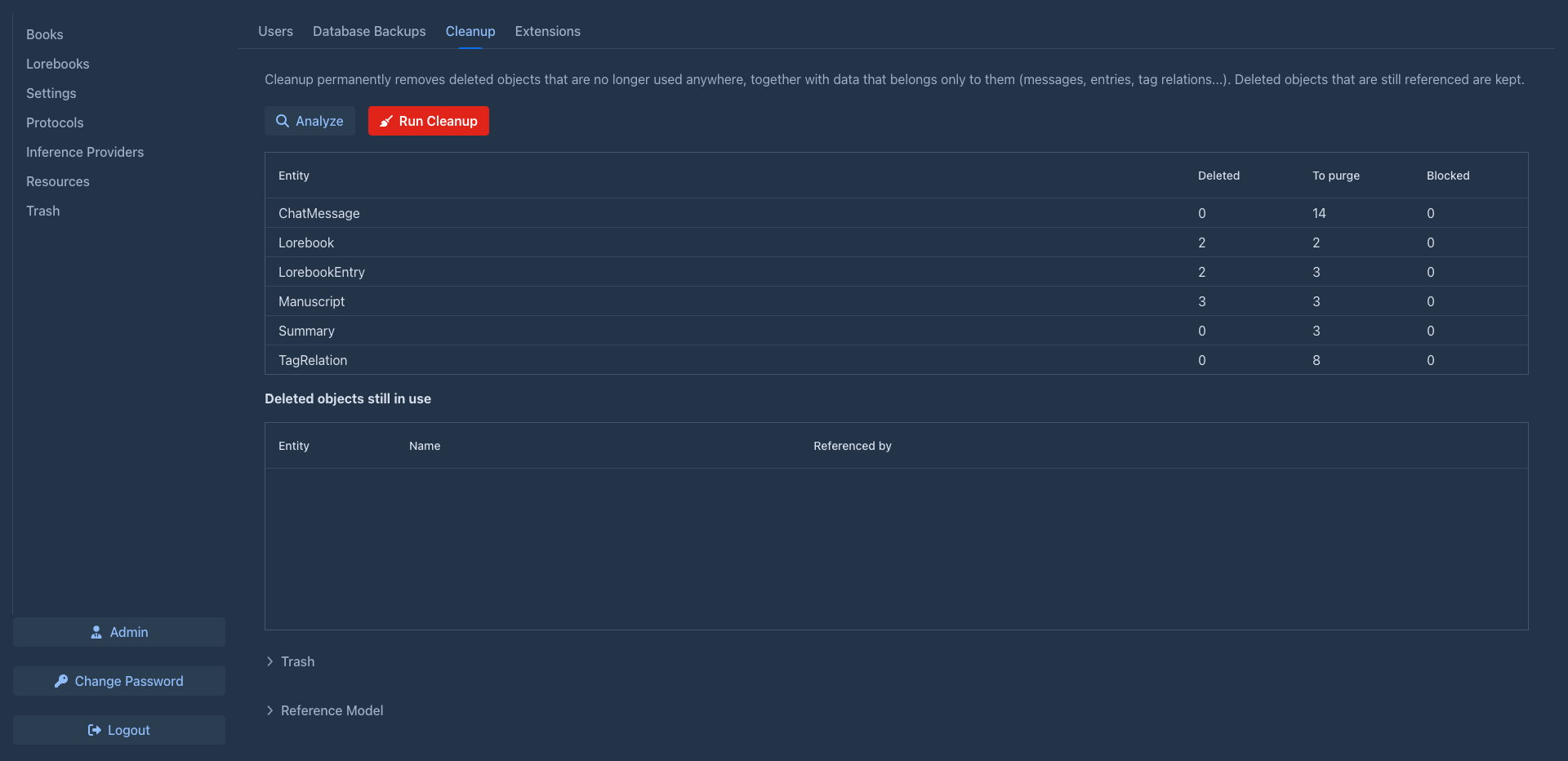 The Cleanup tab