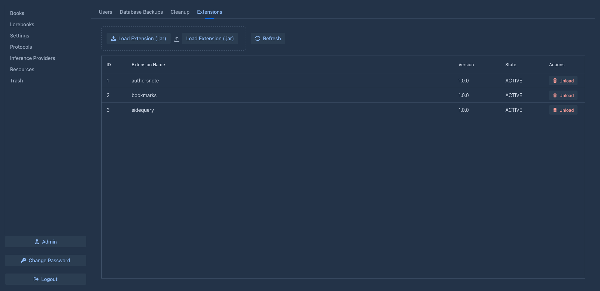 The Extensions tab