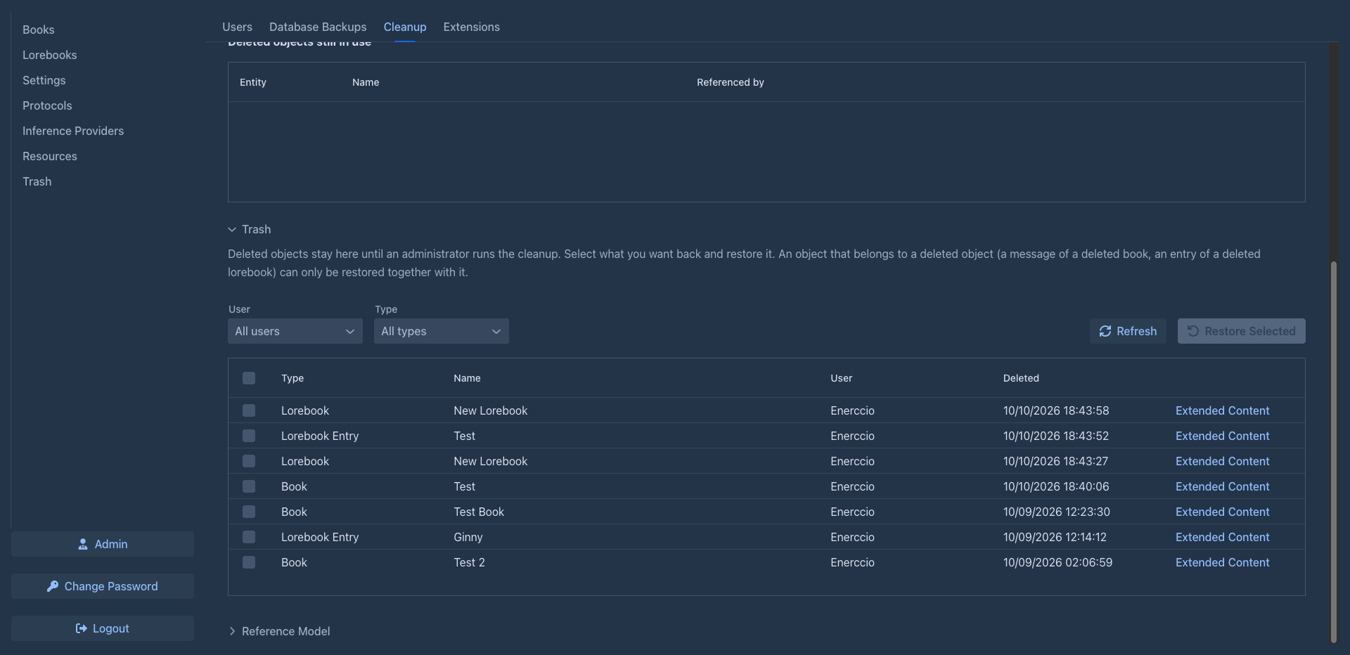 The Trash section of the Cleanup tab