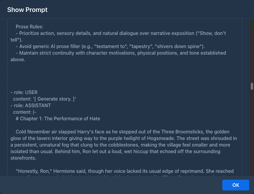 The prompt of a part in the View prompt dialog