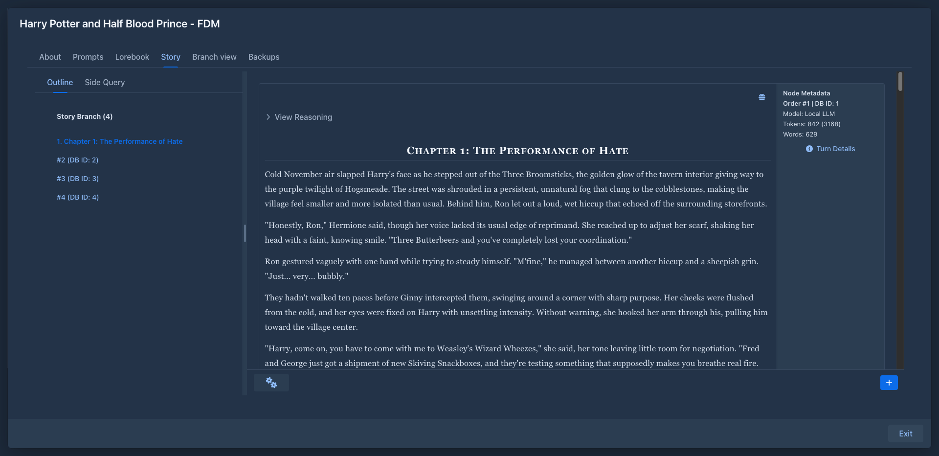 Chapters in the outline