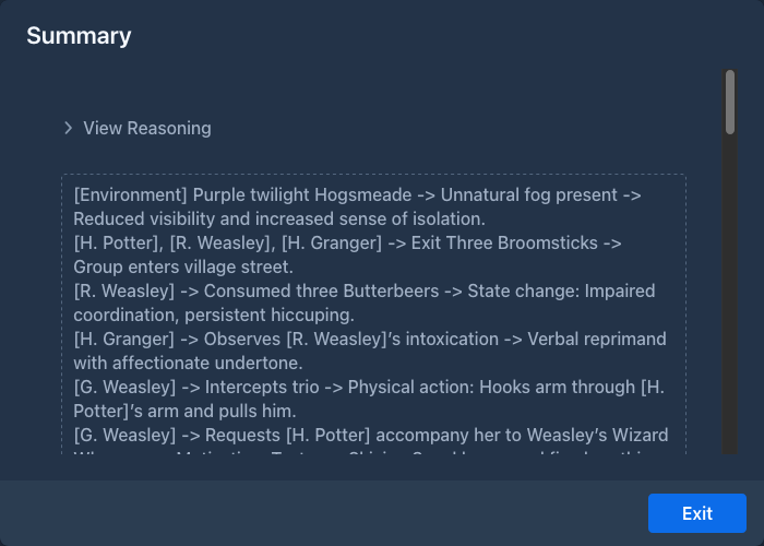 A summary being generated
